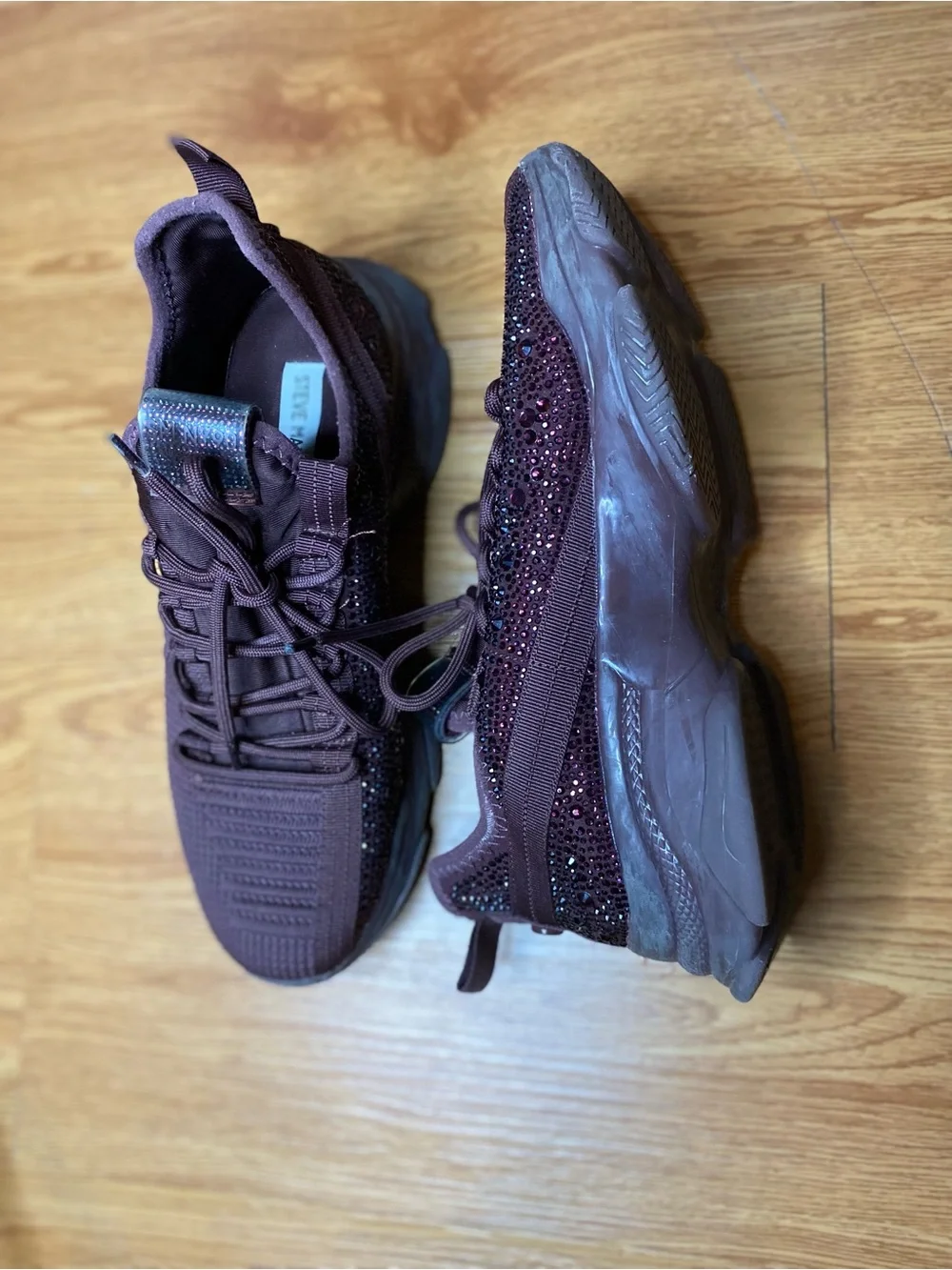 Steve Madden Plum Crystal-Embellished Fashion Sneakers - Picture 1 of 4